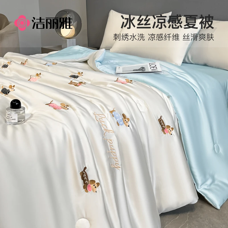 洁丽雅水洗冰丝凉感空调被2025轻奢夏季薄被子夏被夏凉被可机洗