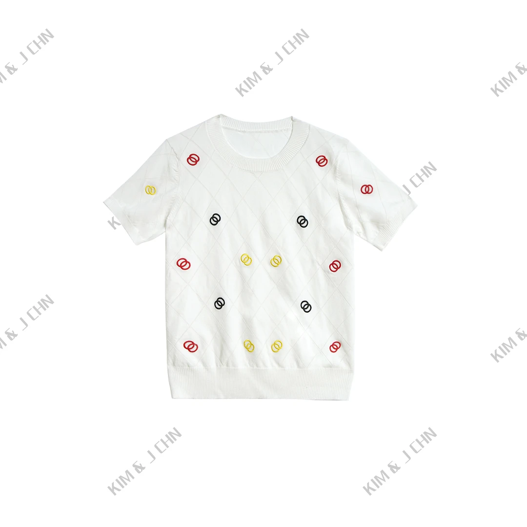 2025春夏新款彩色休闲高级感上衣轻奢女薄款百搭T恤-9074