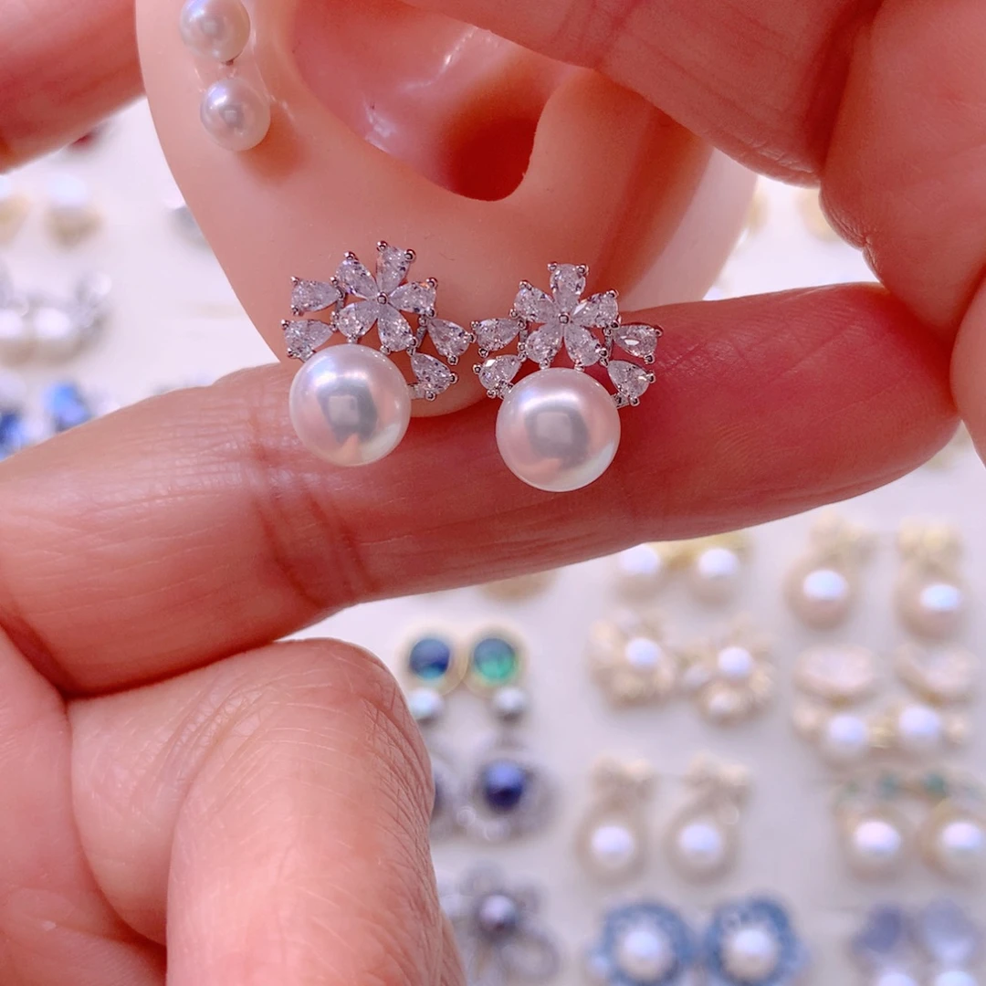 淡水珍珠耳饰合金