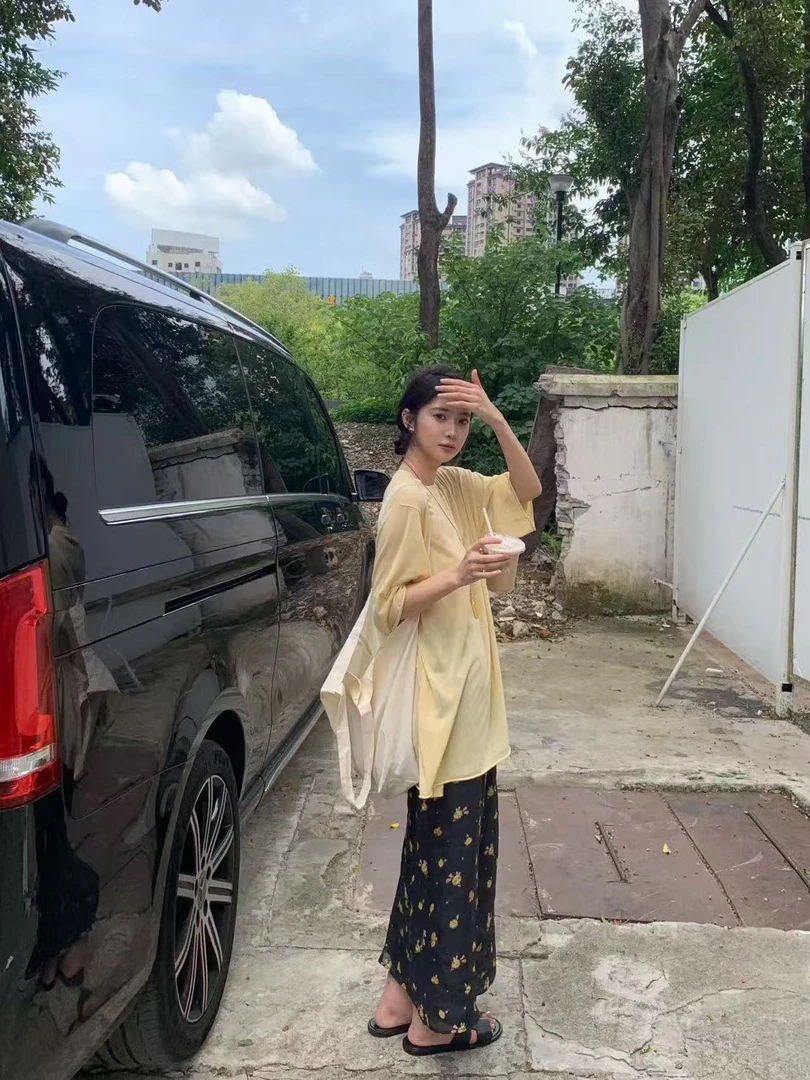 温柔瑶-Ersan#“100苎麻”碎花半裙#742（裙长90cm 腰围64）【福福】