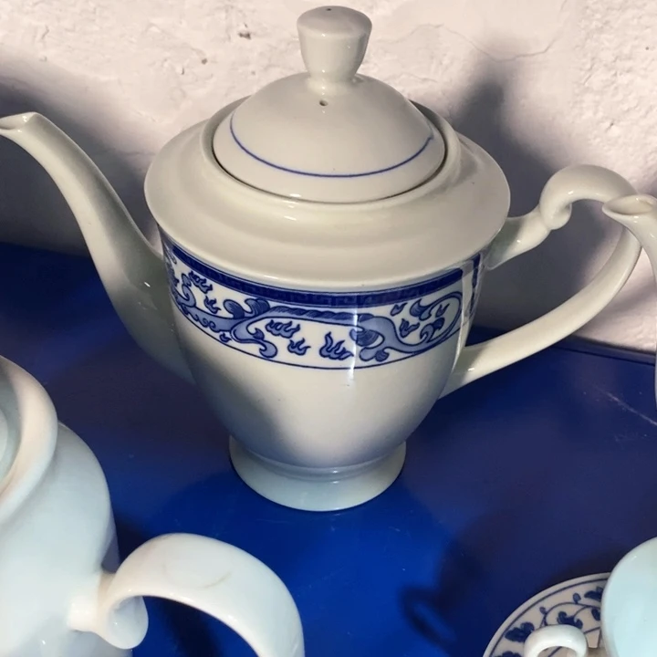 瓷片四厂翡翠瓷龙凤呈祥茶壶约800ml