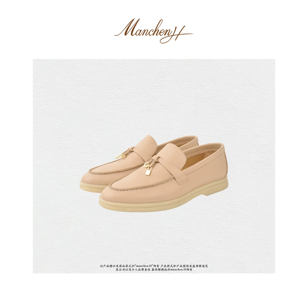 Manchenh“Lp鹿皮summer walk”澳洲进口鹿皮全手工莫卡辛白底鞋