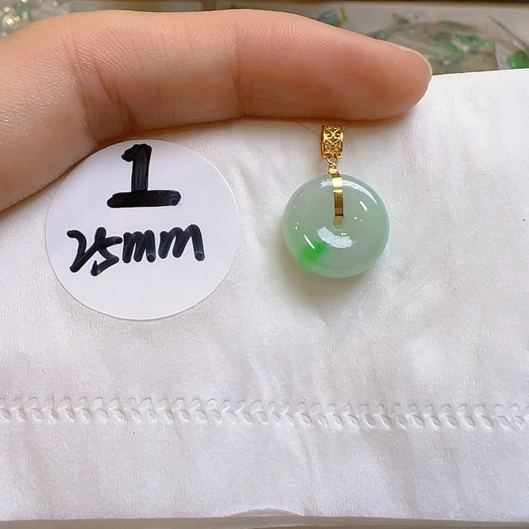 翡翠18K金镶嵌吊坠(不含链)翡翠