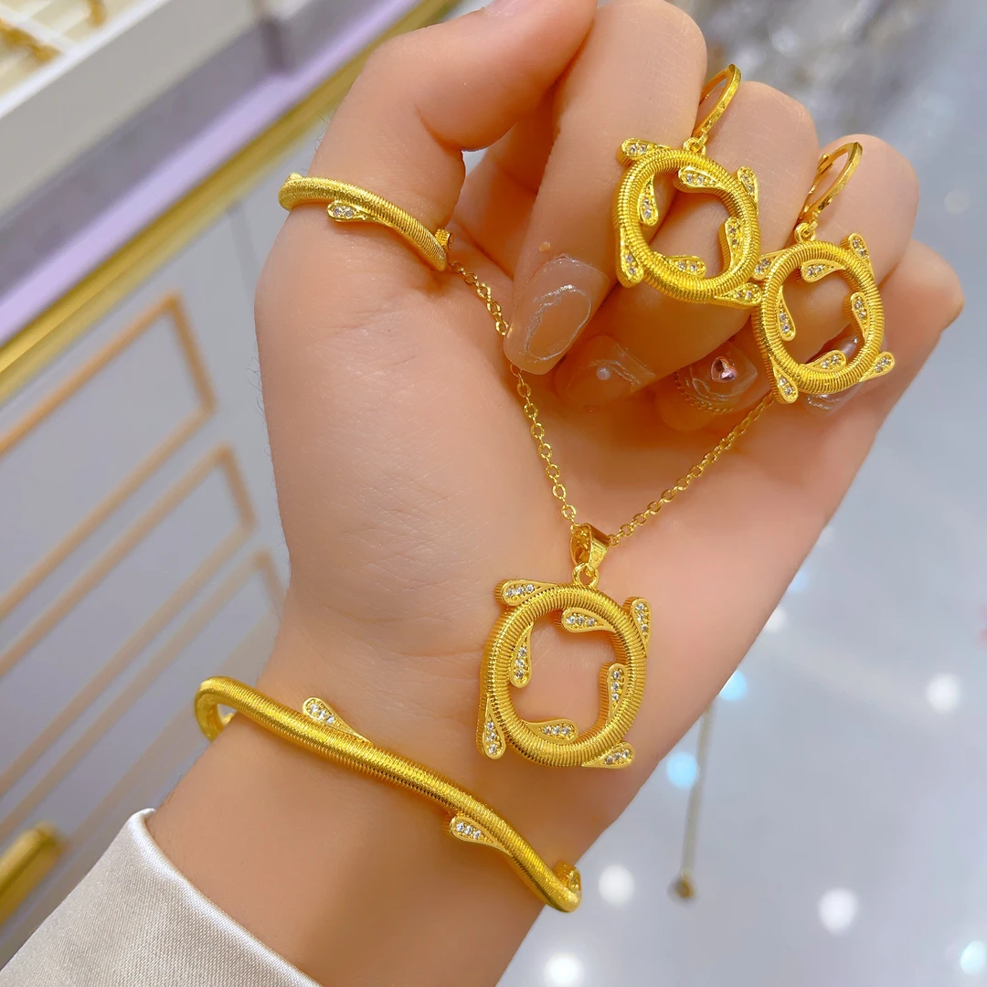 钛钢项链 660新款四件套首饰耳环项链戒指手链爆款时尚百搭饰品