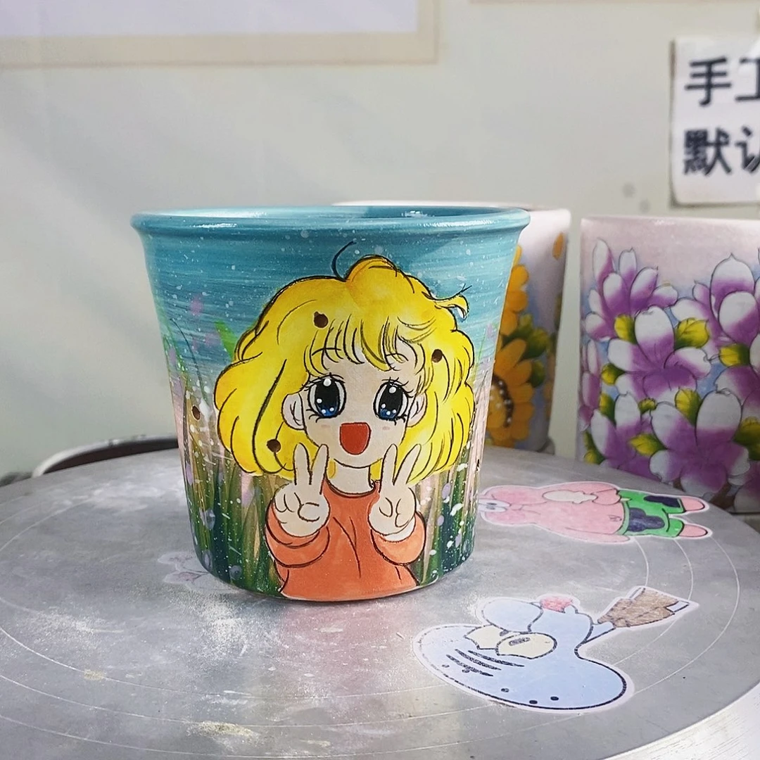 花盆紫砂红陶手绘盆满28包邮