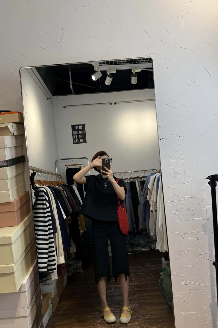 夏季时尚磨破显瘦高弹六分牛仔短裤