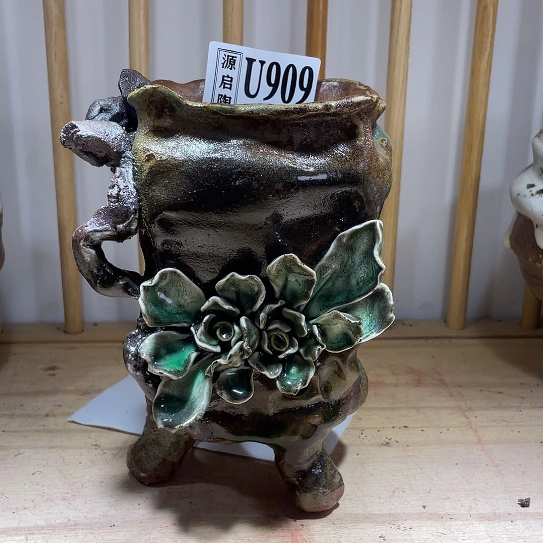 紫砂花盆景德镇陶瓷花盆909