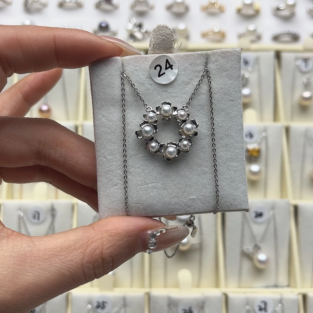 淡水珍珠套链银S925镶嵌