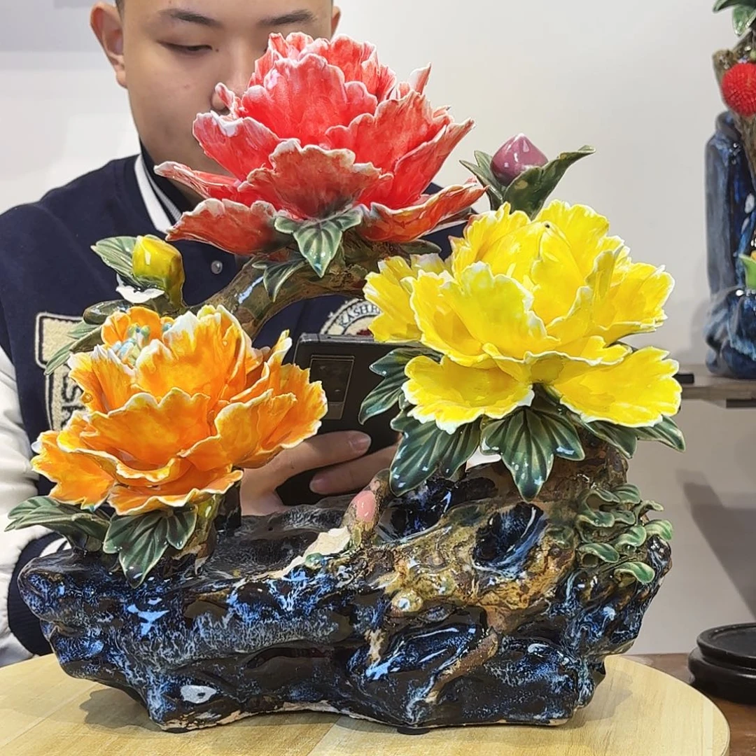 陶瓷大牡丹花的摆件