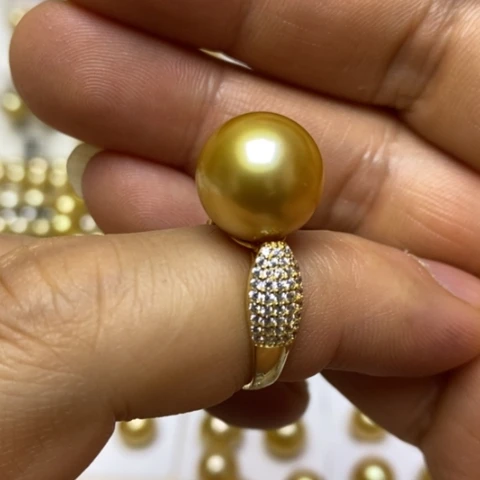 银S925镶嵌海水珍珠戒指