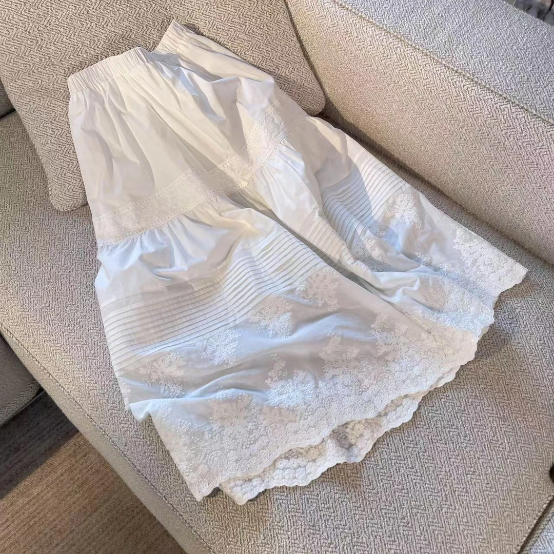 法式高级感蕾丝半身裙女夏季高腰A字裙蛋糕裙伞裙中长款大摆裙子