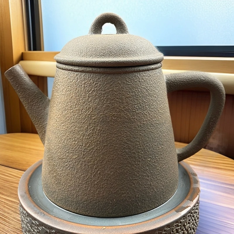 广西坭兴陶茶具 古龙窑烧壶 小品粗纹汲直壶170cc  精品柴烧全手