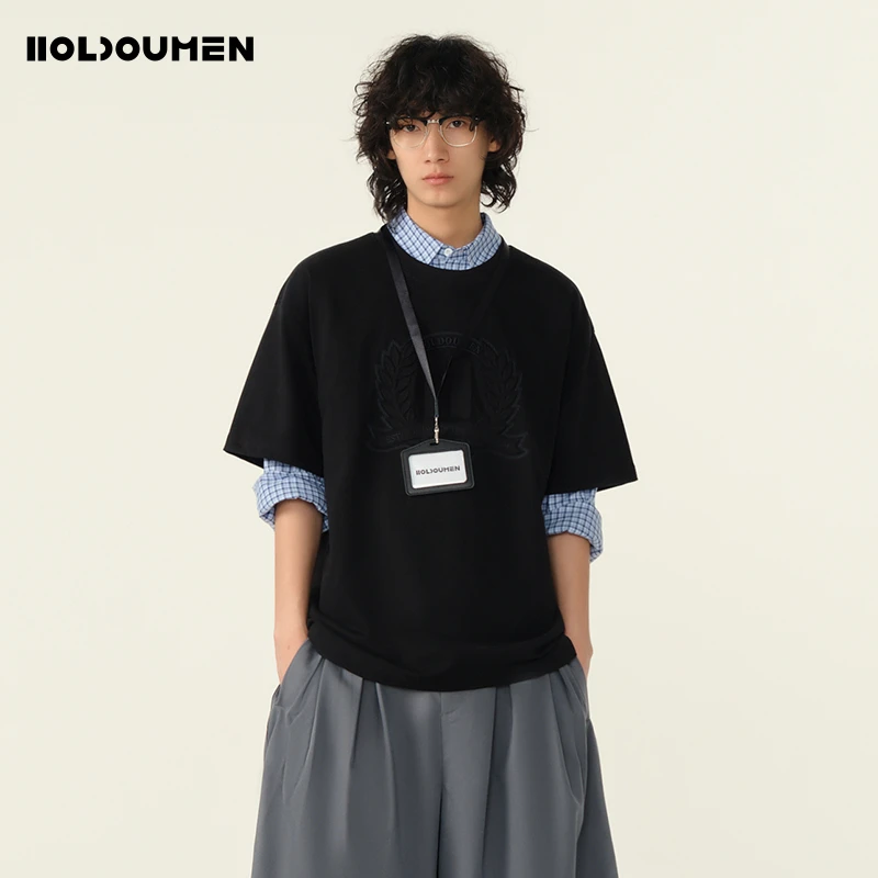 Holdoumen25夏季日常系列学院风贴布绣T恤