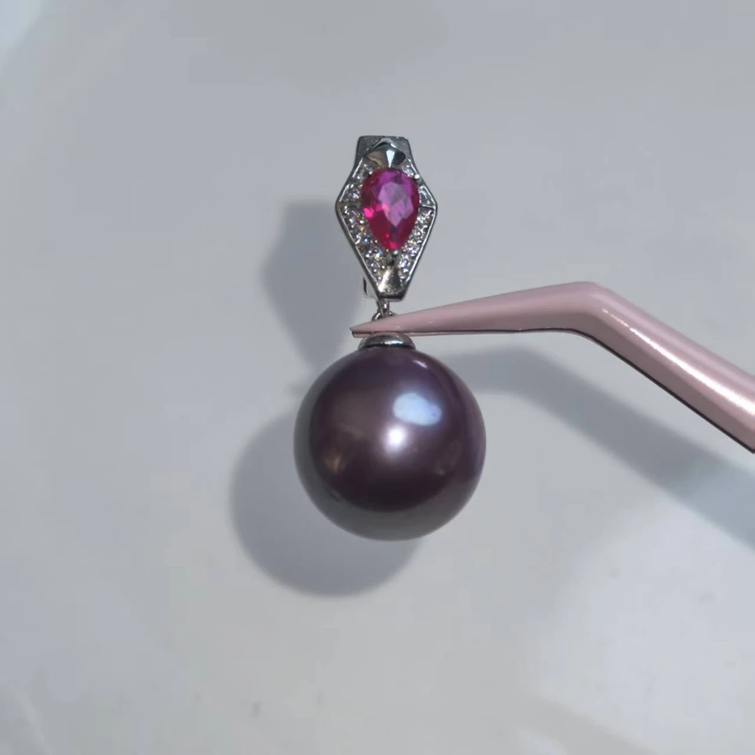 【三生专享】S925淡水珍珠有核13-14紫珠吊坠