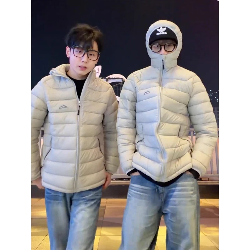 美式运动排骨保暖棉服男款冬季高级感加厚体育生正肩修身连帽外套