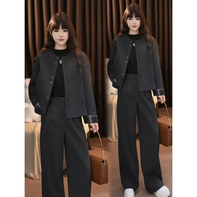 [有运费险】2025早秋新款套装时尚气质洋气显瘦外套+直向裤两件套