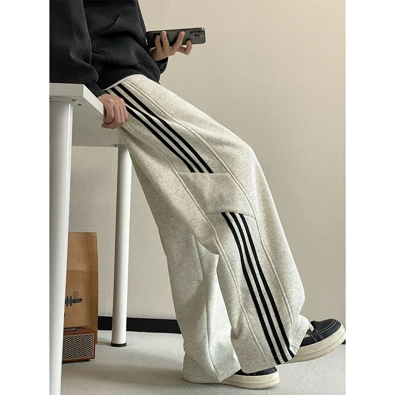 男生美式高街裤子青少年学生春秋季潮牌休闲运动卫裤男士长裤保暖