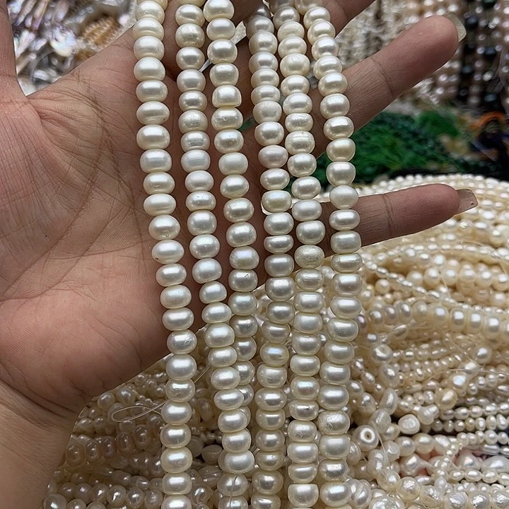玛瑙/玉髓未镶嵌珠宝半成品一条8.5mm左右珍珠算盘珠3