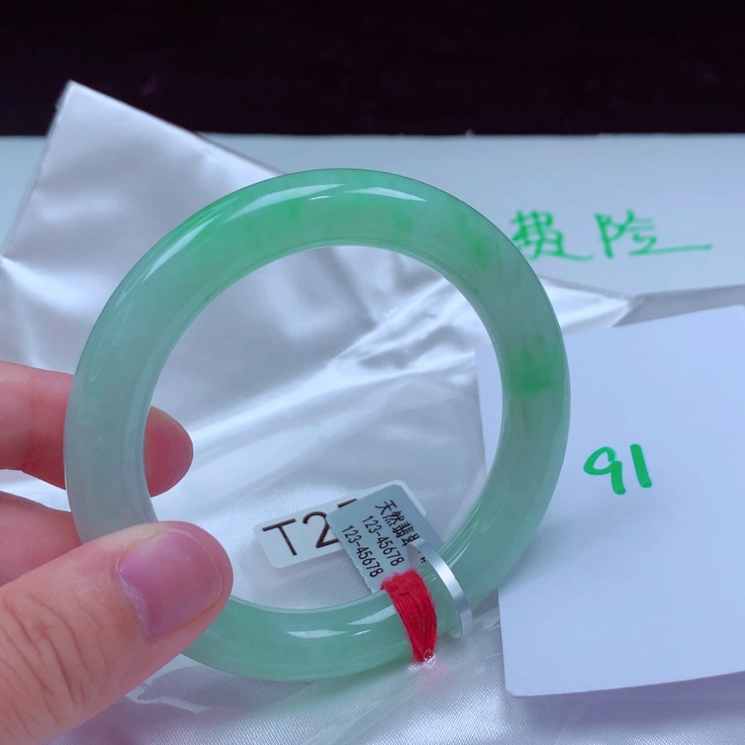 未镶嵌手镯翡翠缅甸天然A货翡翠手镯55.6圆条