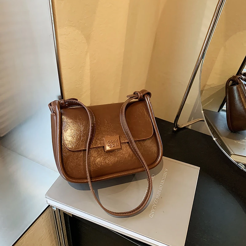 新款轻奢百搭高级感气质时尚斜挎女士包1577棕