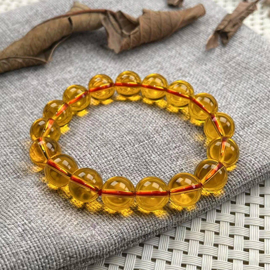 SJ-022号清新大气黄色圆珠12mm手链多样性发一件