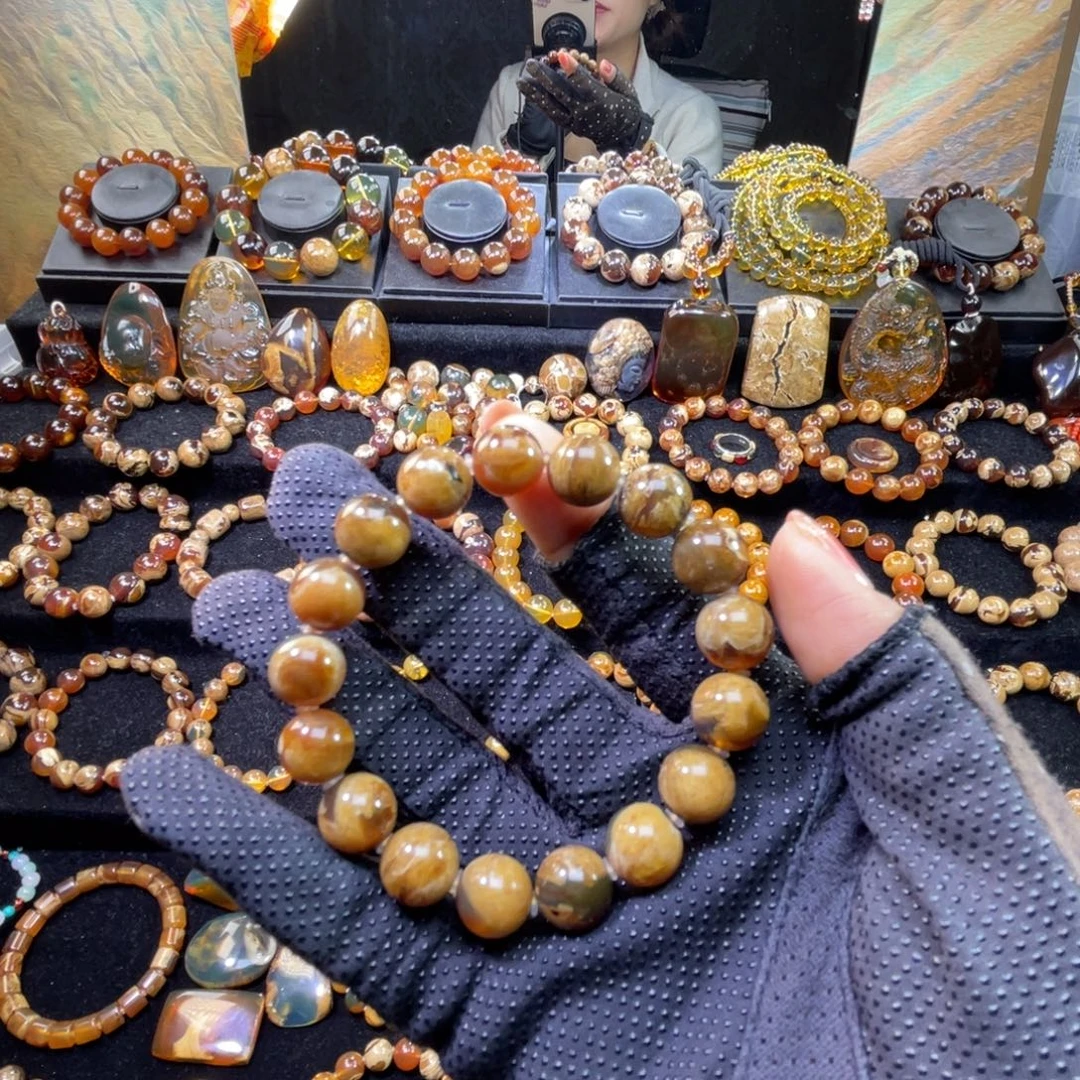 琥珀未镶嵌手串溶洞12➕