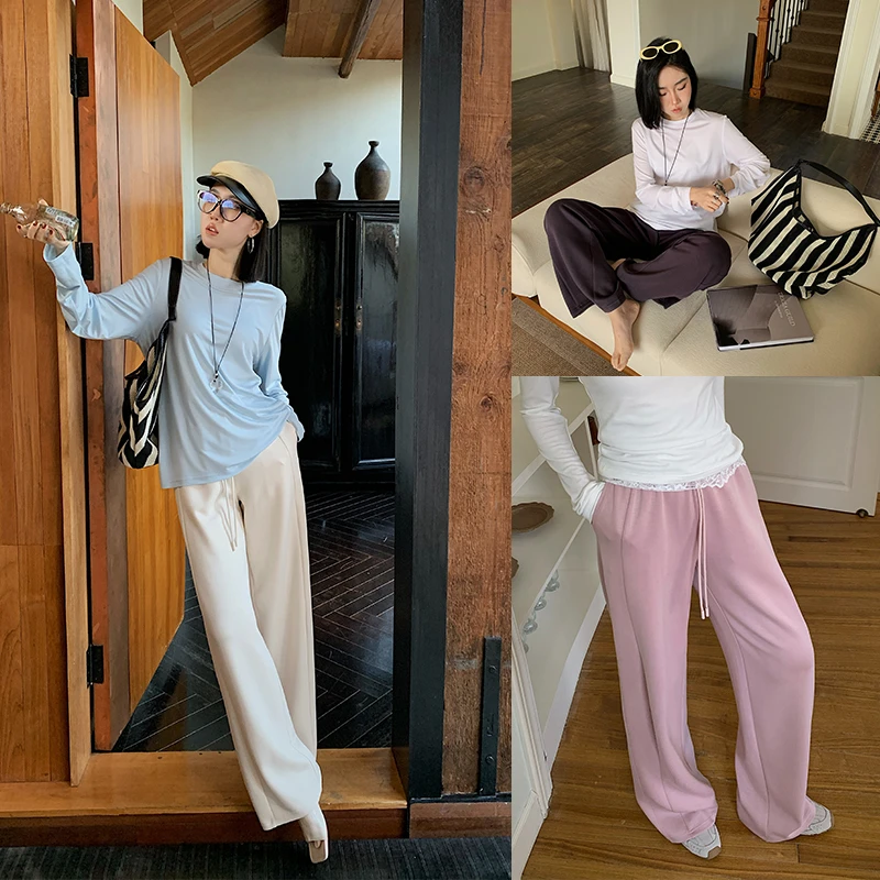 十三粥私服 果冻垂垂裤 显瘦高腰休闲宽松垂感时尚果冻运动裤