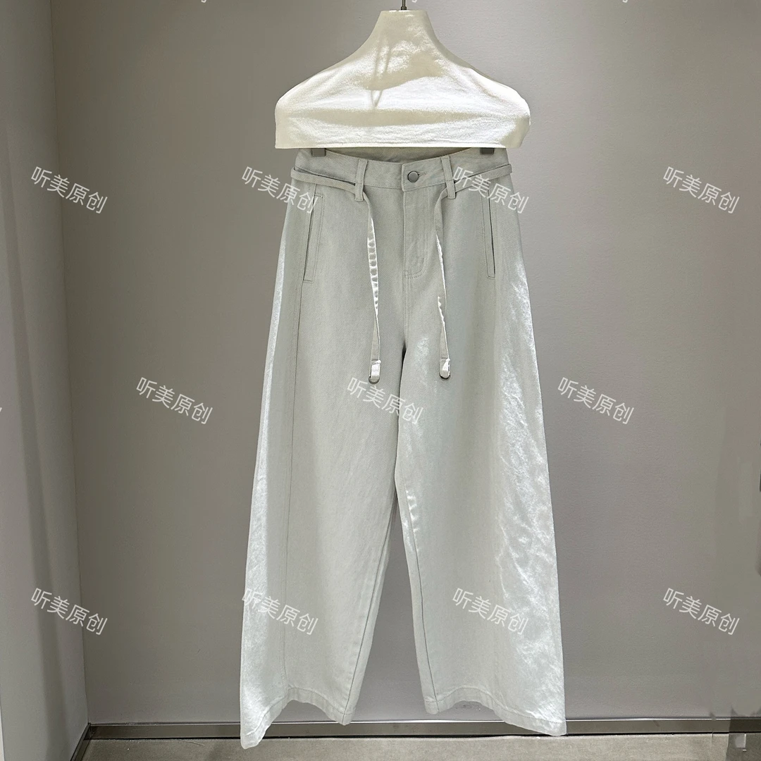 【媚儿推荐】绑带阔腿裤显瘦显腿长牛仔裤