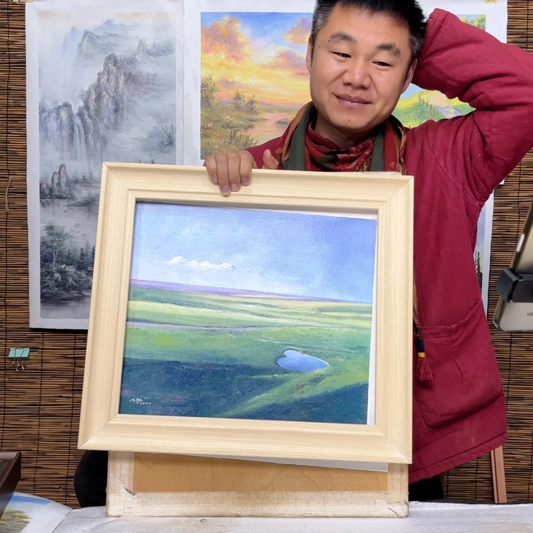 油画行路人小院绘画作品竞拍