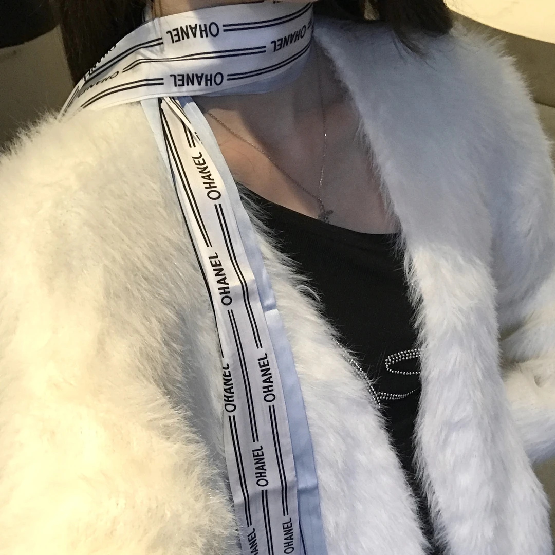 非金属涤纶项链 复古法式优雅气质波点条纹长条丝巾围脖飘带配饰