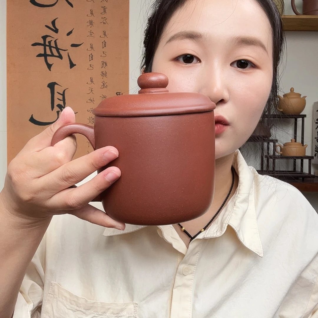 茶杯紫砂恒*微瑕紫砂盖杯封釉
