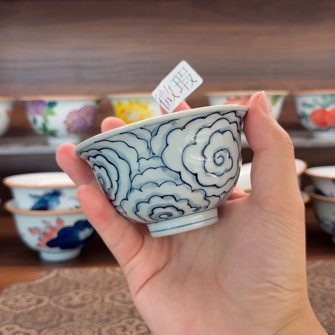 釉下手绘茶具微瑕