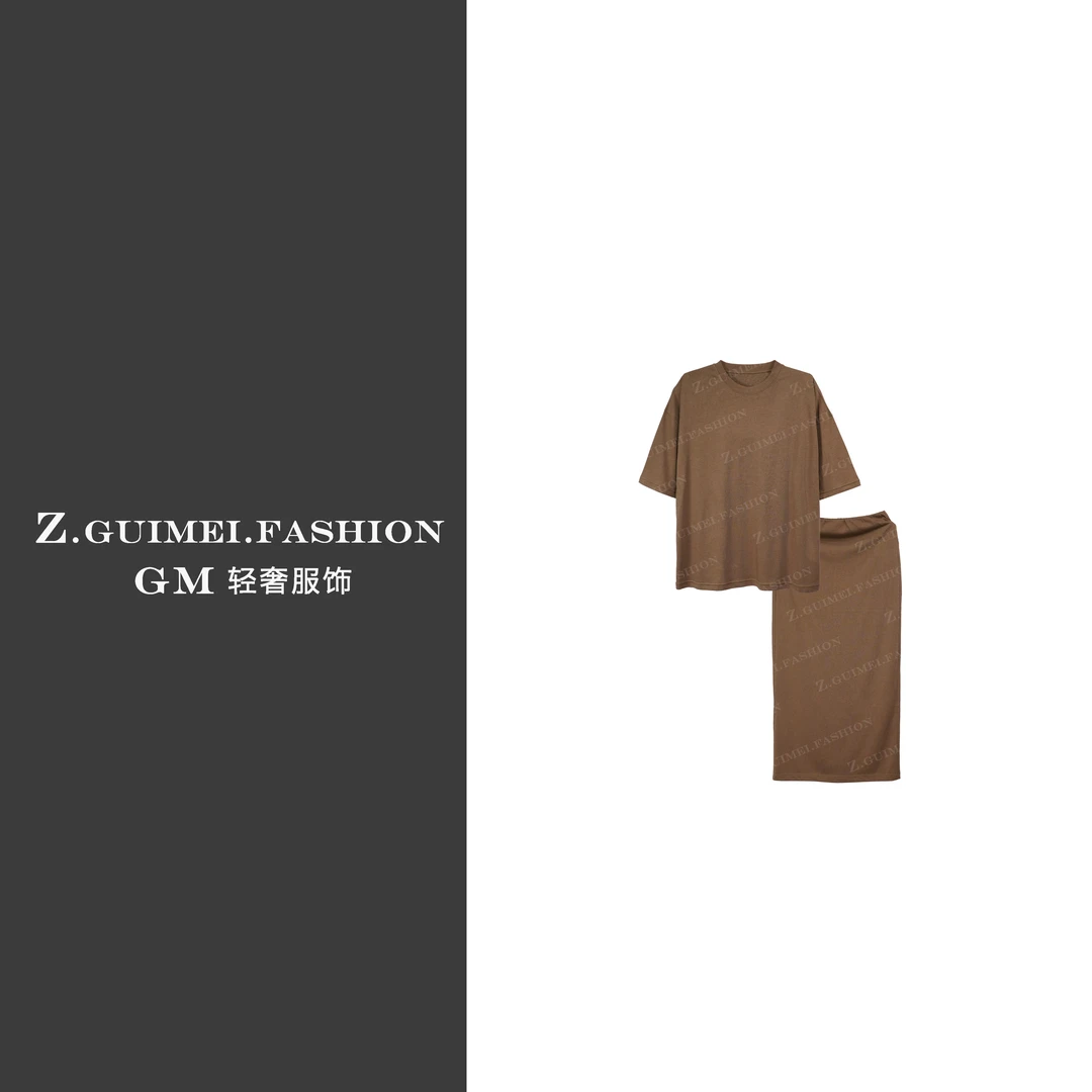 【肆姐高定】时尚慵懒休闲短袖半裙套装XY2660