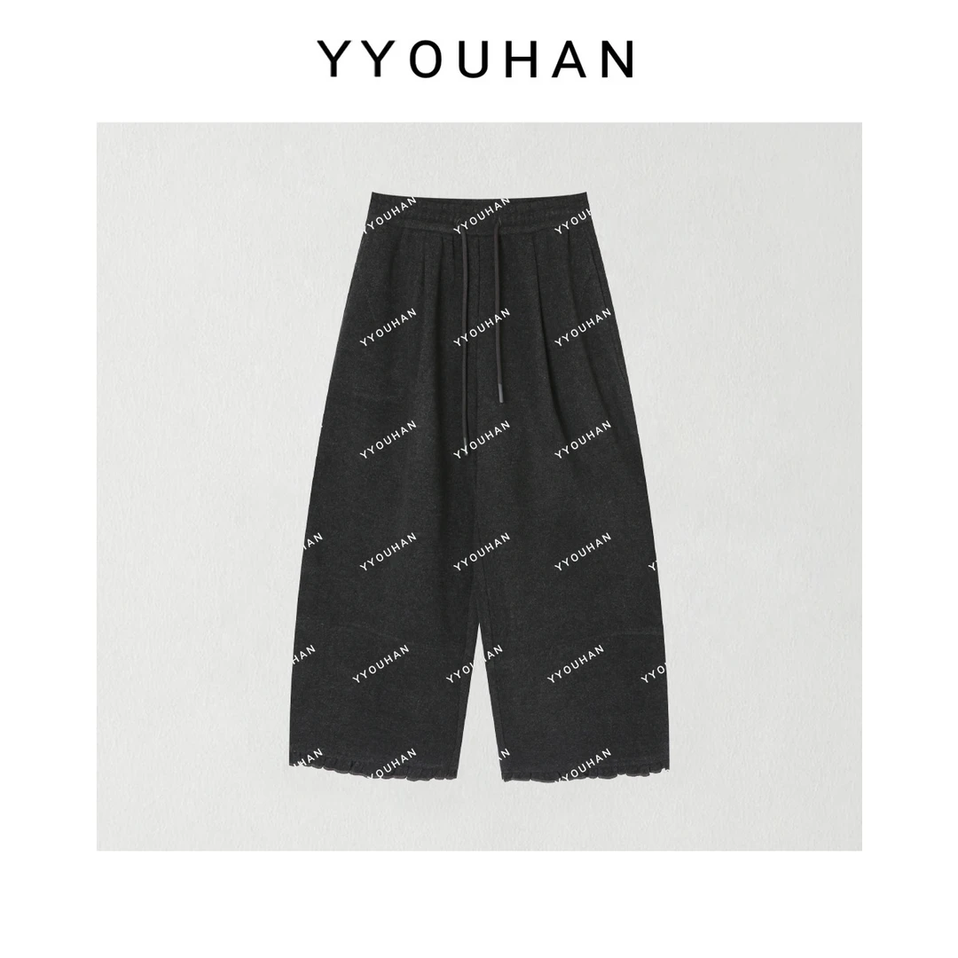 月月 2025秋冬【栖木里】捏褶花边裤腿显瘦毛呢休闲裤 2510C6515