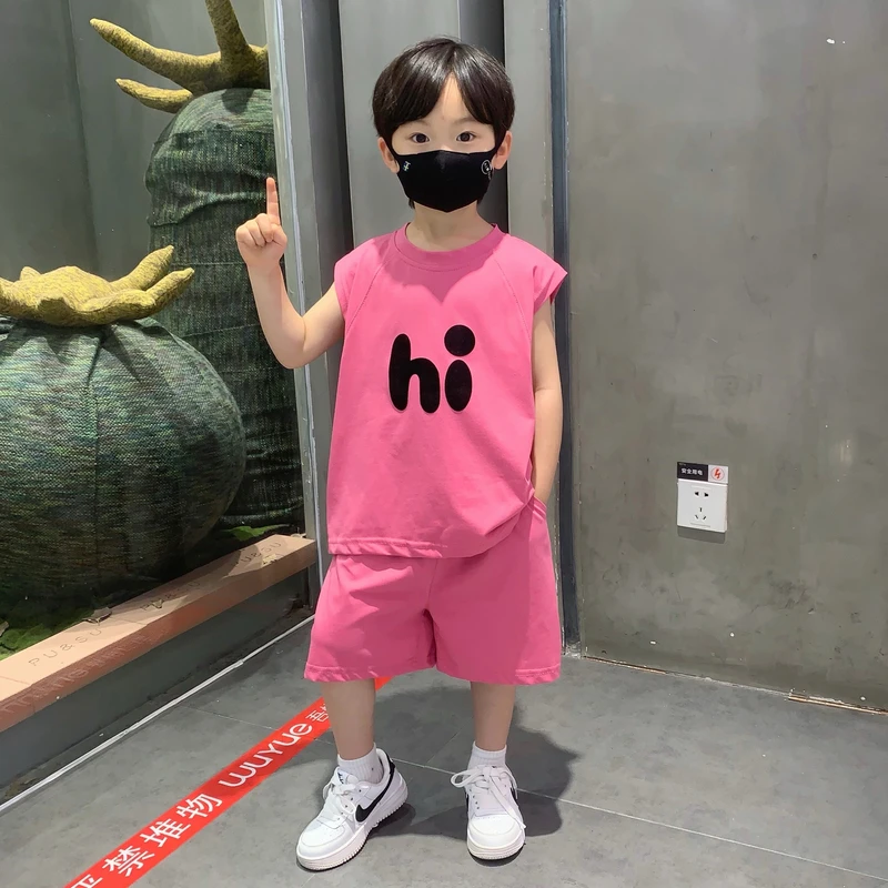男童夏装套装2025新款男孩夏日背心韩版休闲宝宝儿童海边度假衣服
