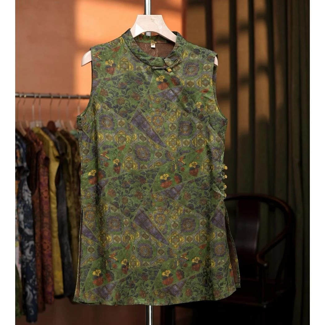 【翠羽】老钱风新中式夏季新款奥黛裙女中长款上衣高级百搭显瘦