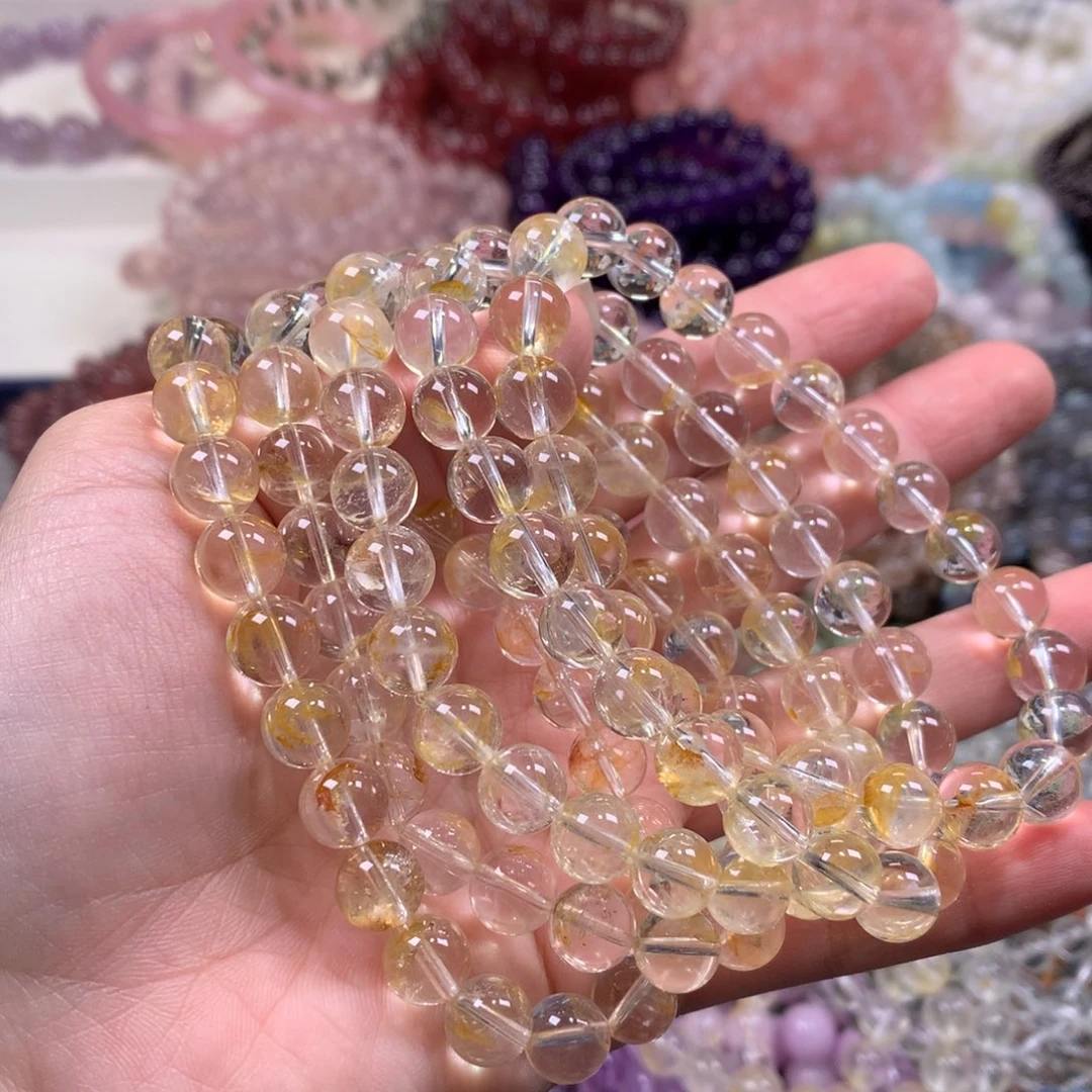 水晶未镶嵌手链冰糖雪梨黄胶花卡8.5（多样性其一）