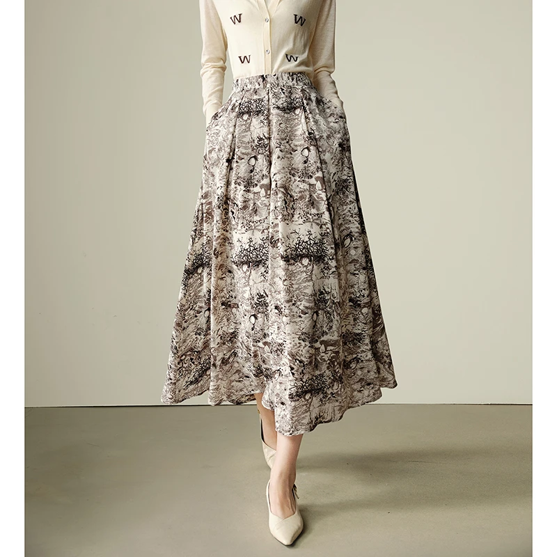 【断码清仓】2025春半裙晕染印花半身裙24120631