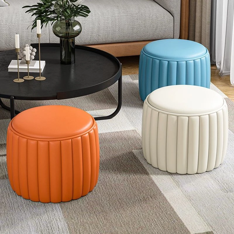 【可叠落设计】小凳子家用矮凳南瓜小板凳高级感客厅实木茶几圆凳T