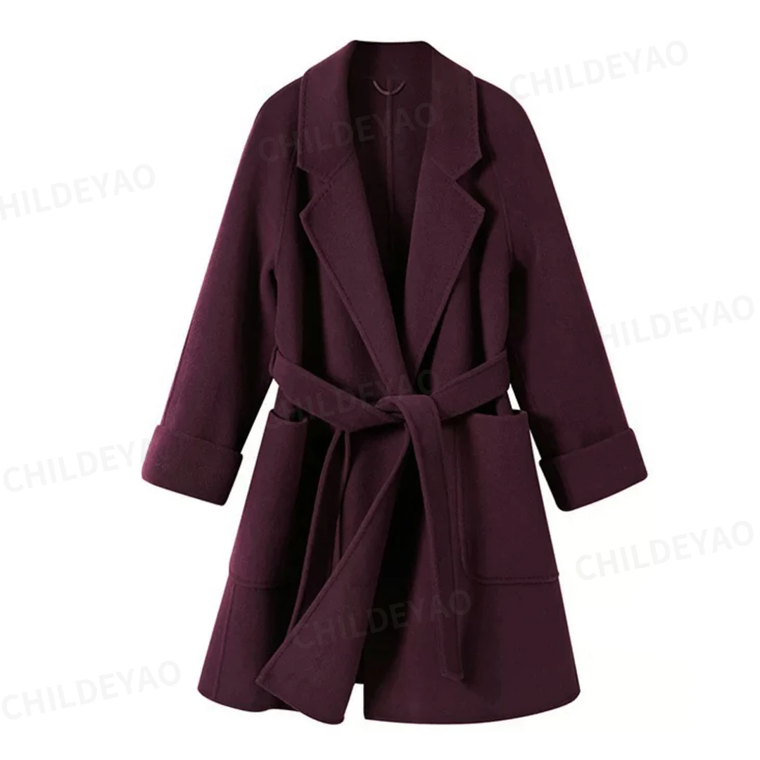 『苏黎世的冬』100绵羊毛气质中长款系带大衣 N409101