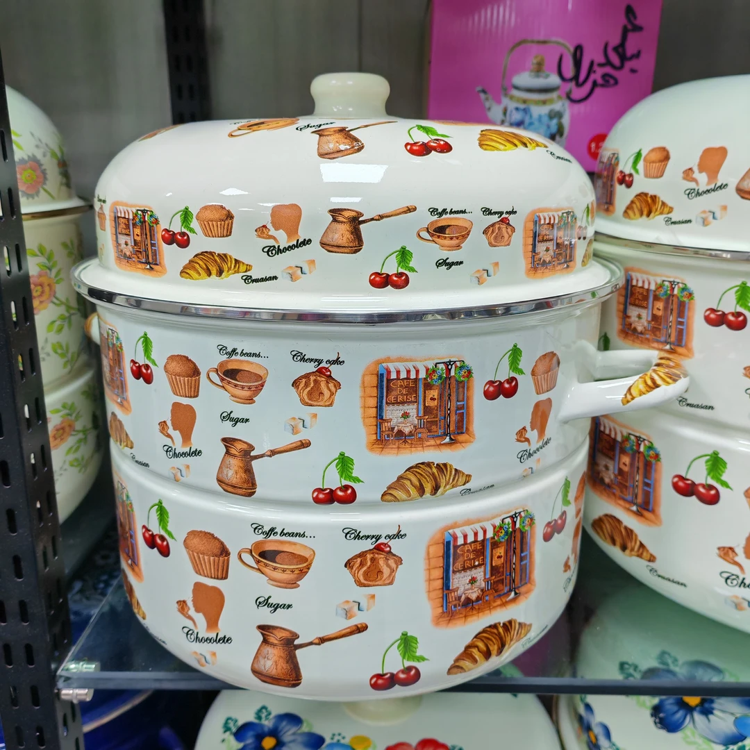 30公分蒸锅家用双层搪瓷蒸锅炖锅加厚大容量电磁炉燃气适用