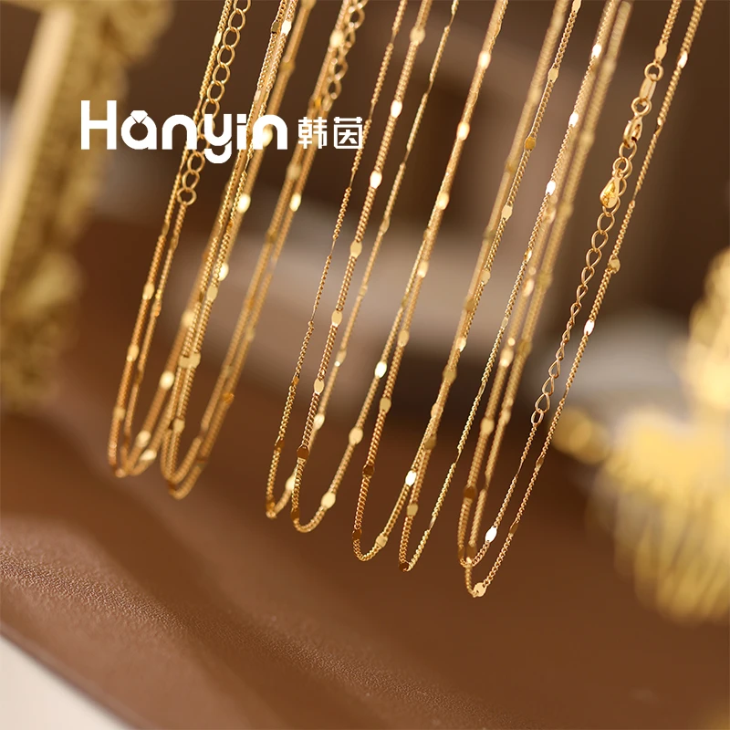 坠链均925银 纯银压花扁链闪闪发光原创设计气质百搭素链项链