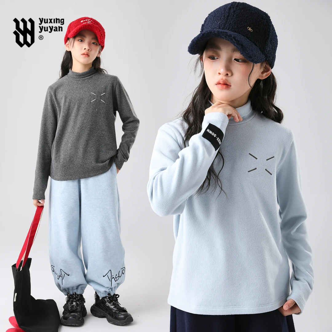 雨星雨嫣女童打底衫冬季2025新款中大童洋气中高领冬季内搭