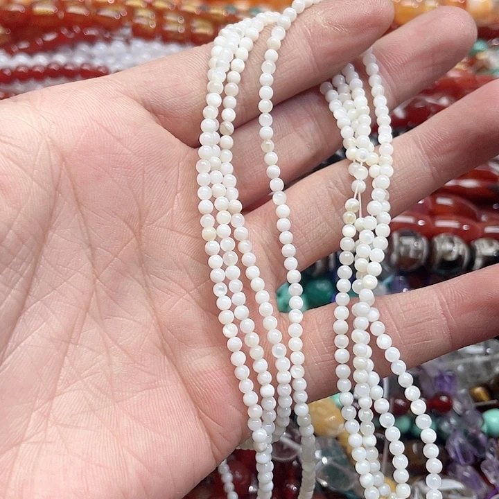 玛瑙/玉髓珠宝半成品未镶嵌2条3mm白贝壳