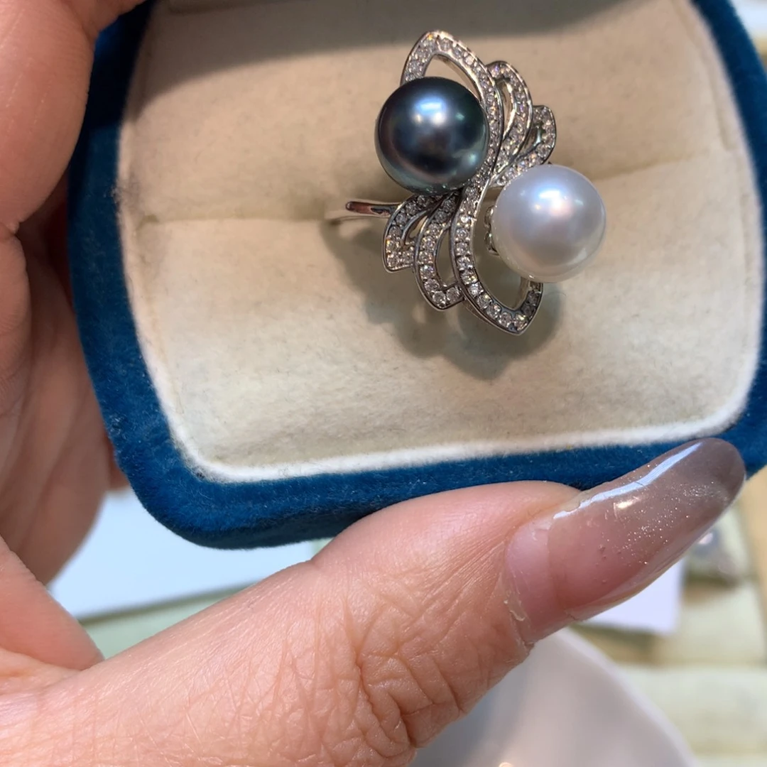 海水珍珠戒指银S925镶嵌