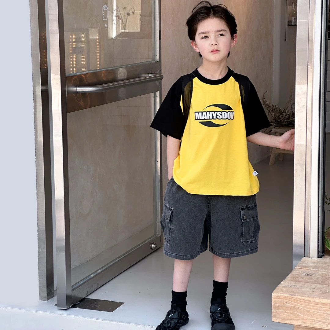 男童短袖儿童T恤夏装2025新款中大童洋气时髦上衣夏季小男孩半袖t