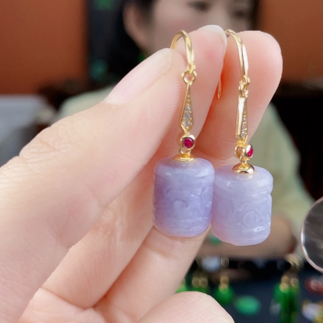 翡翠银S925镶嵌耳饰