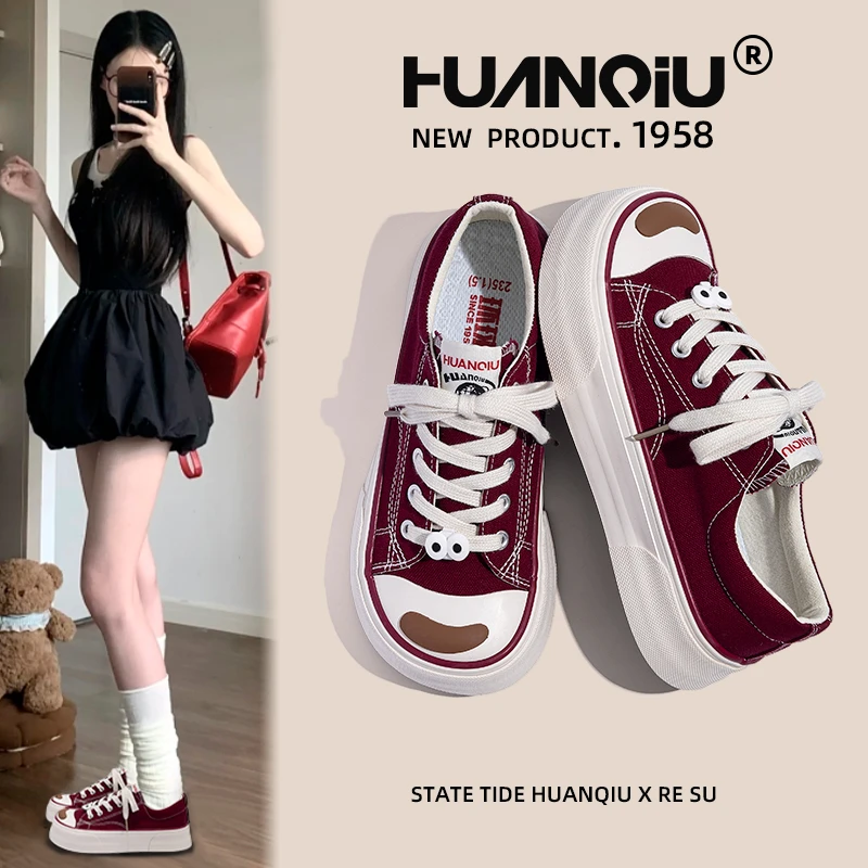 环球女鞋百搭板鞋2025秋季新款透气帆布鞋轻便小众舒适休闲鞋子女