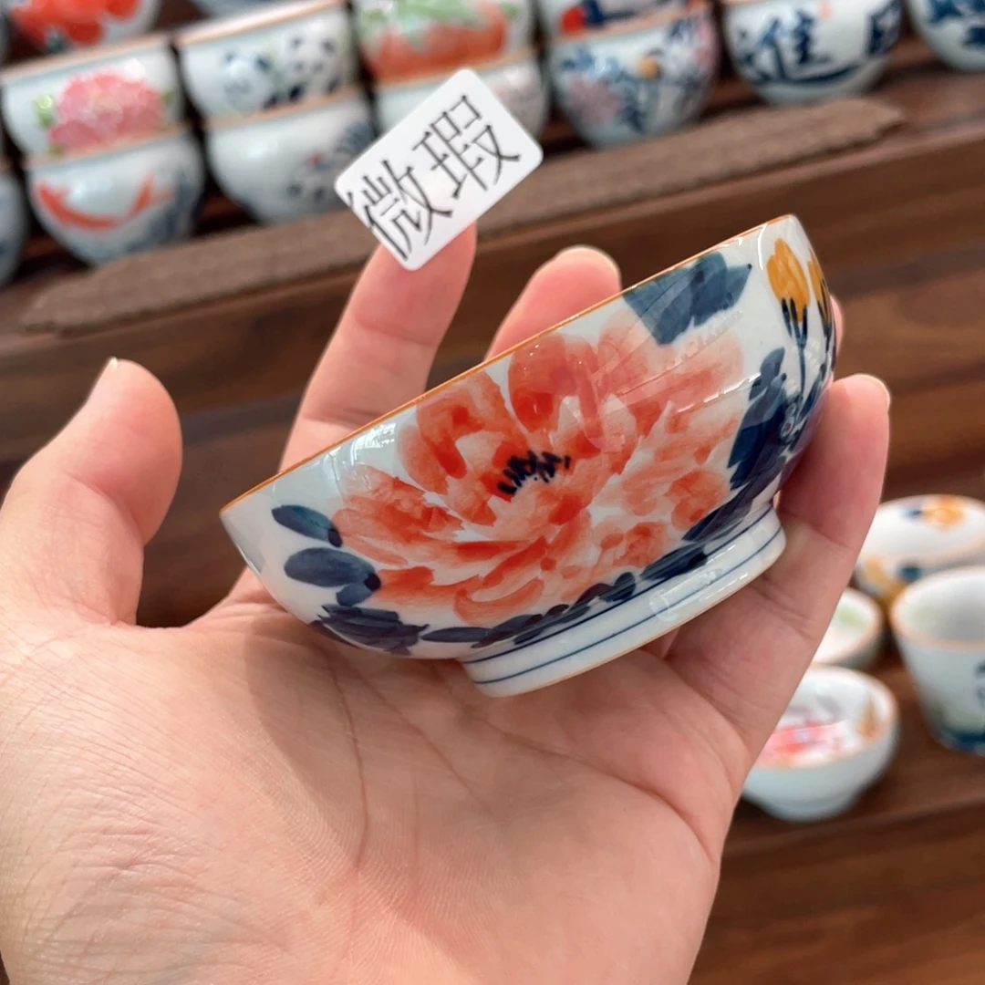釉下手绘茶具微瑕