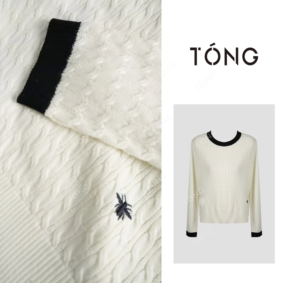 【蜂绣】羊毛春季慵懒风圆领打底衫针织衫 GM058